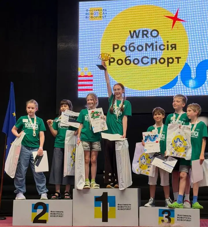 Молодші учасники WRO RoboMission на подіумі